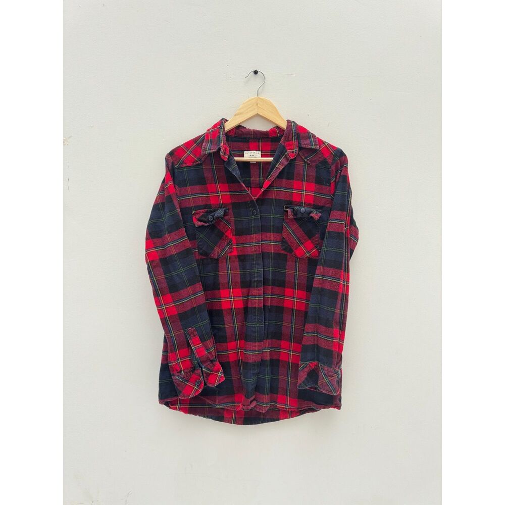 Matchstick Argus Women Medium Red Black Plaid Flannel Button Down Shirt M
